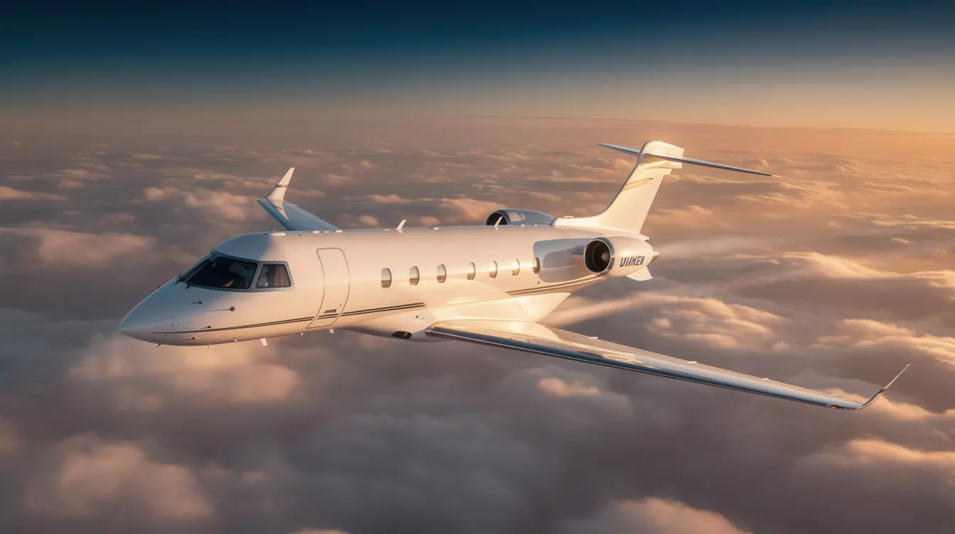 The image showcases a sleek private jet, representing the pinnacle of the private aviation industry, designed for both domestic and international customers. With its robust infrastructure and world-class safety features, this aircraft symbolizes the rapid growth and expertise of a leading brand in the charter marketplace.