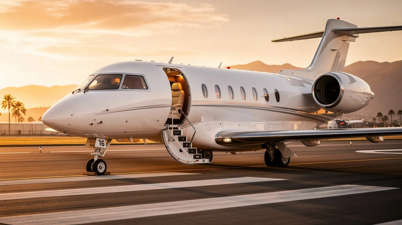The image features a sleek private jet, likely a Boeing 757, parked at an international airport, ready for its inaugural flight. This luxurious aircraft is part of a new airline, Northern Pacific Airways, which aims to provide charter operations and scheduled flights connecting major destinations across the Pacific, including Alaska and Asia.
