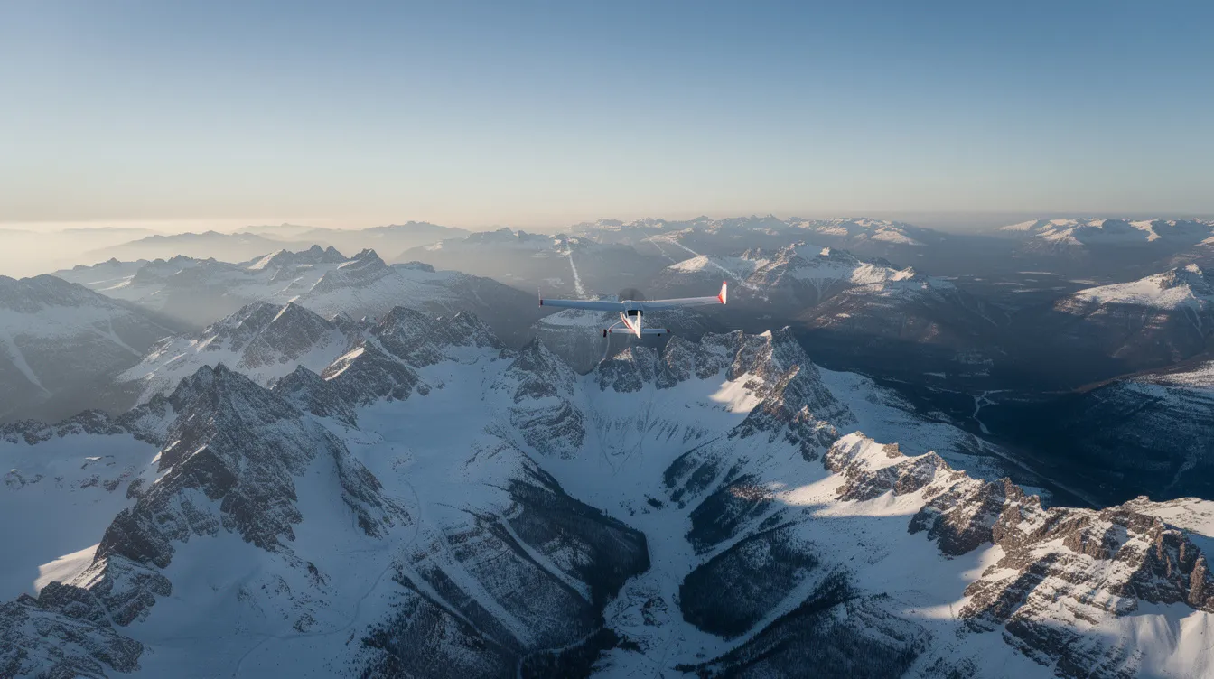 A small airplane soars over a breathtaking winter landscape filled with snow-covered mountains, highlighting the beauty of international travel during the holiday season. As travelers plan their trips, they may consider how flight prices can fluctuate, especially around major holidays like Christmas and Thanksgiving.