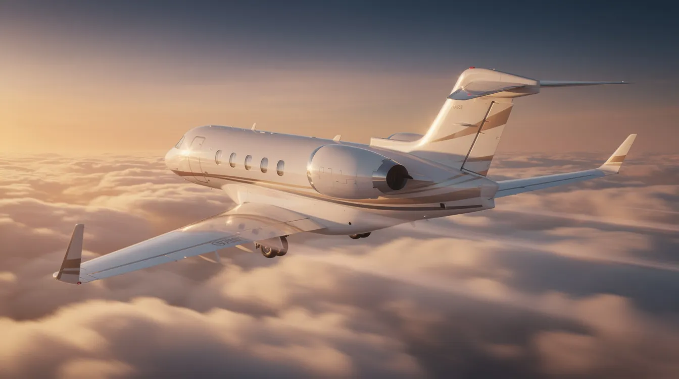 The image features a sleek private jet parked on a tarmac, showcasing its modern design and polished exterior. This jet is associated with a Los Angeles-based company that specializes in jet management, catering to clients in the music industry, including artists like Shiba San and LP Giobbi.
