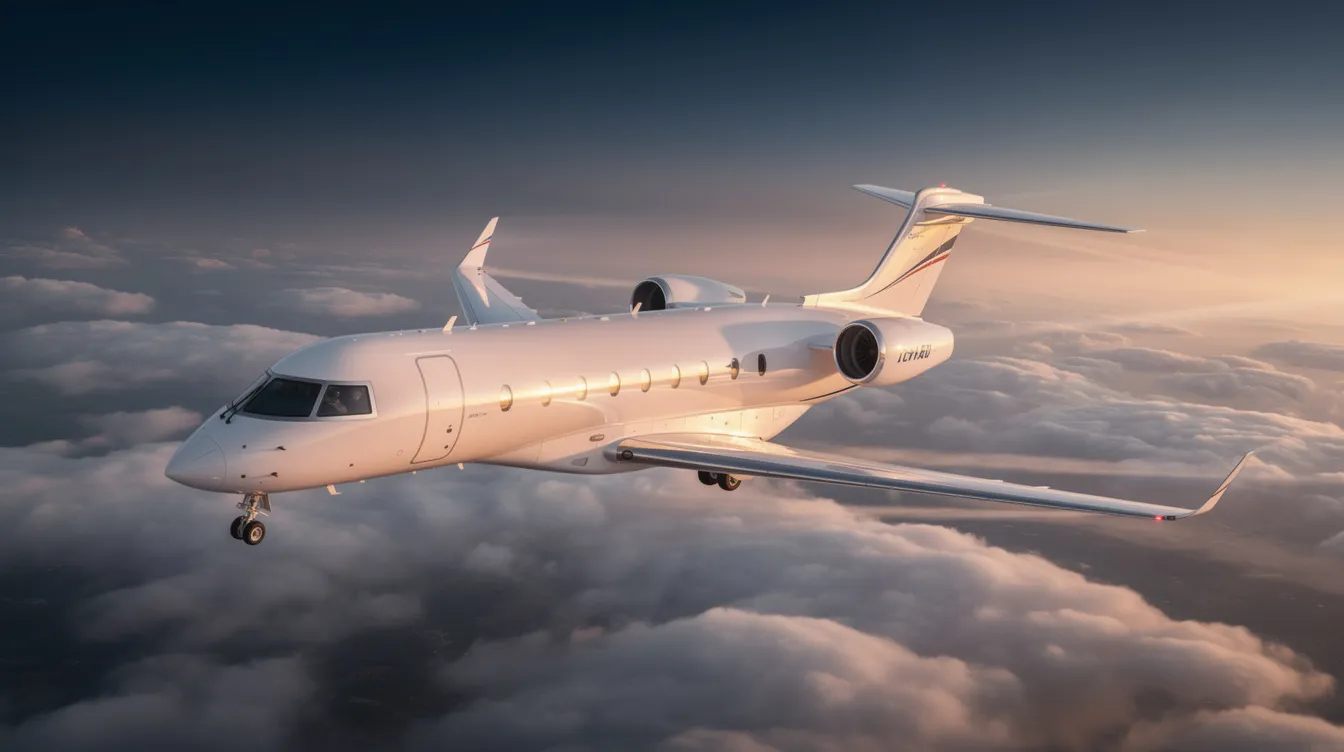 The image depicts a luxurious private jet, symbolizing the high-end jet management services offered by a Los Angeles-based company that caters to clients in the music industry, including artists like Shiba San and Eden Prince. The aircraft is shown parked on a runway, emphasizing the opportunities and partnerships available in this elite sector.