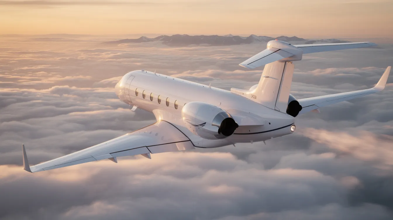 The image depicts a luxurious private jet, showcasing its sleek design and spacious interior, ideal for up to nine passengers. This represents the commitment of Privateflite Aviation to provide an extraordinary experience in private jet charter and aircraft management, ensuring the highest standards of safety and service in the industry.