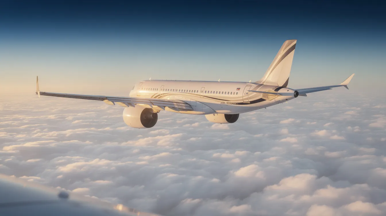 A modern narrow-body commercial jet airplane is soaring above a blanket of fluffy white clouds, symbolizing the vastness of commercial aviation. This aircraft, part of an airline service, represents the advancement in safety and technology in the industry, despite the historical context of commercial jet airplane accidents.