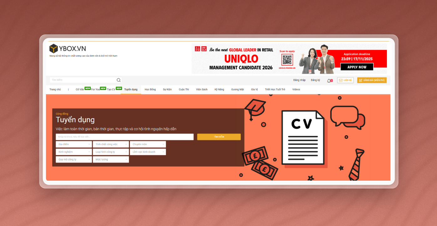 Trang web tìm việc: Ybox.vn