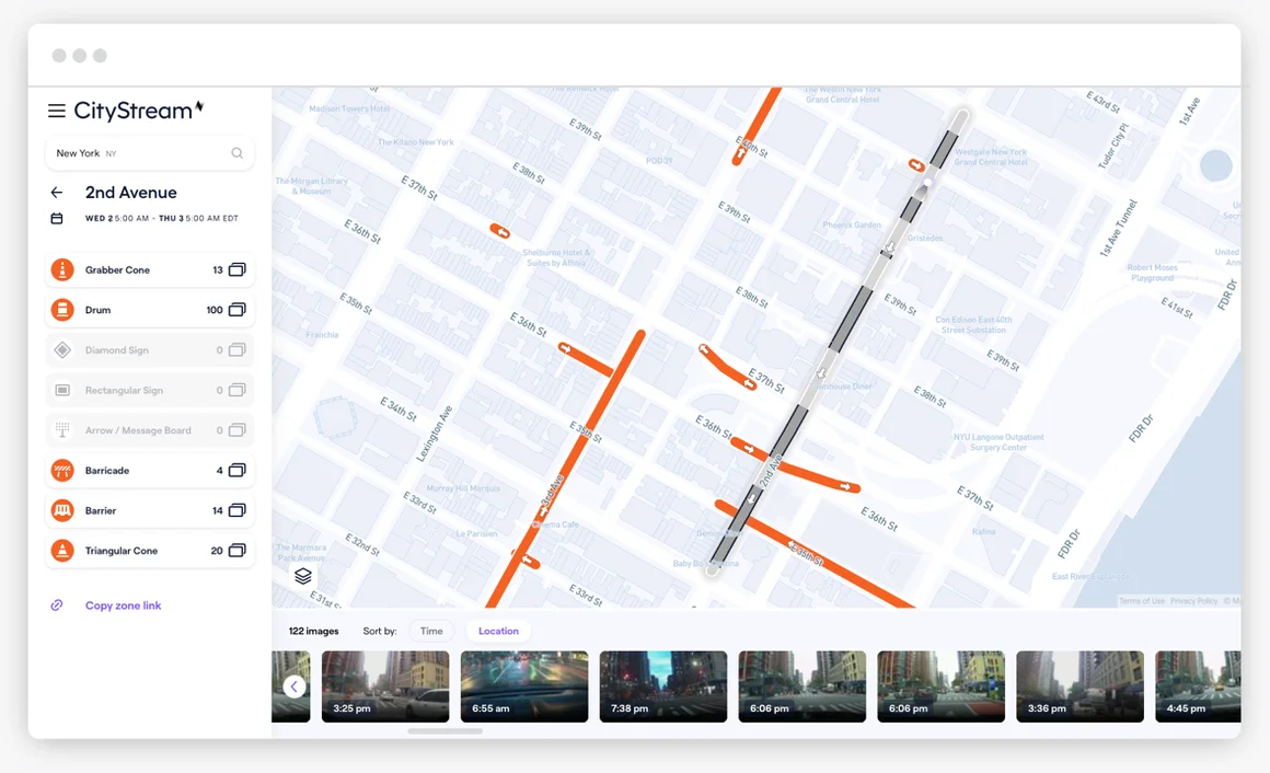UI of the platform: citystream
