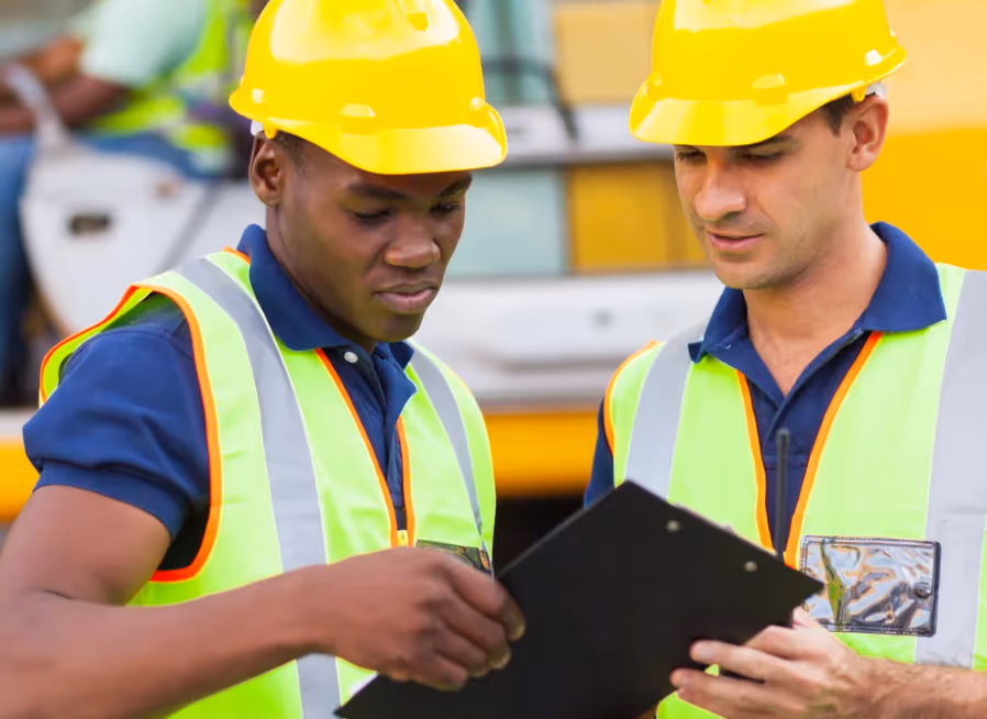 workers in protective clothing