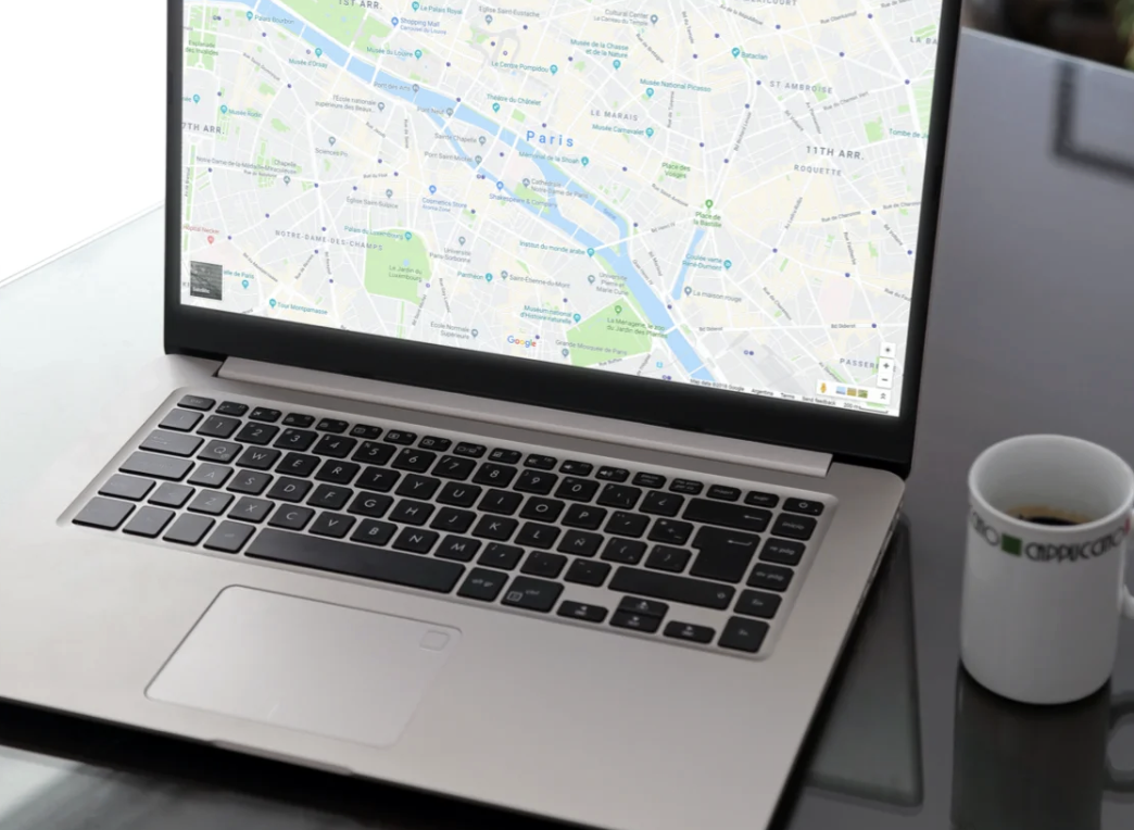 open computer showing a map