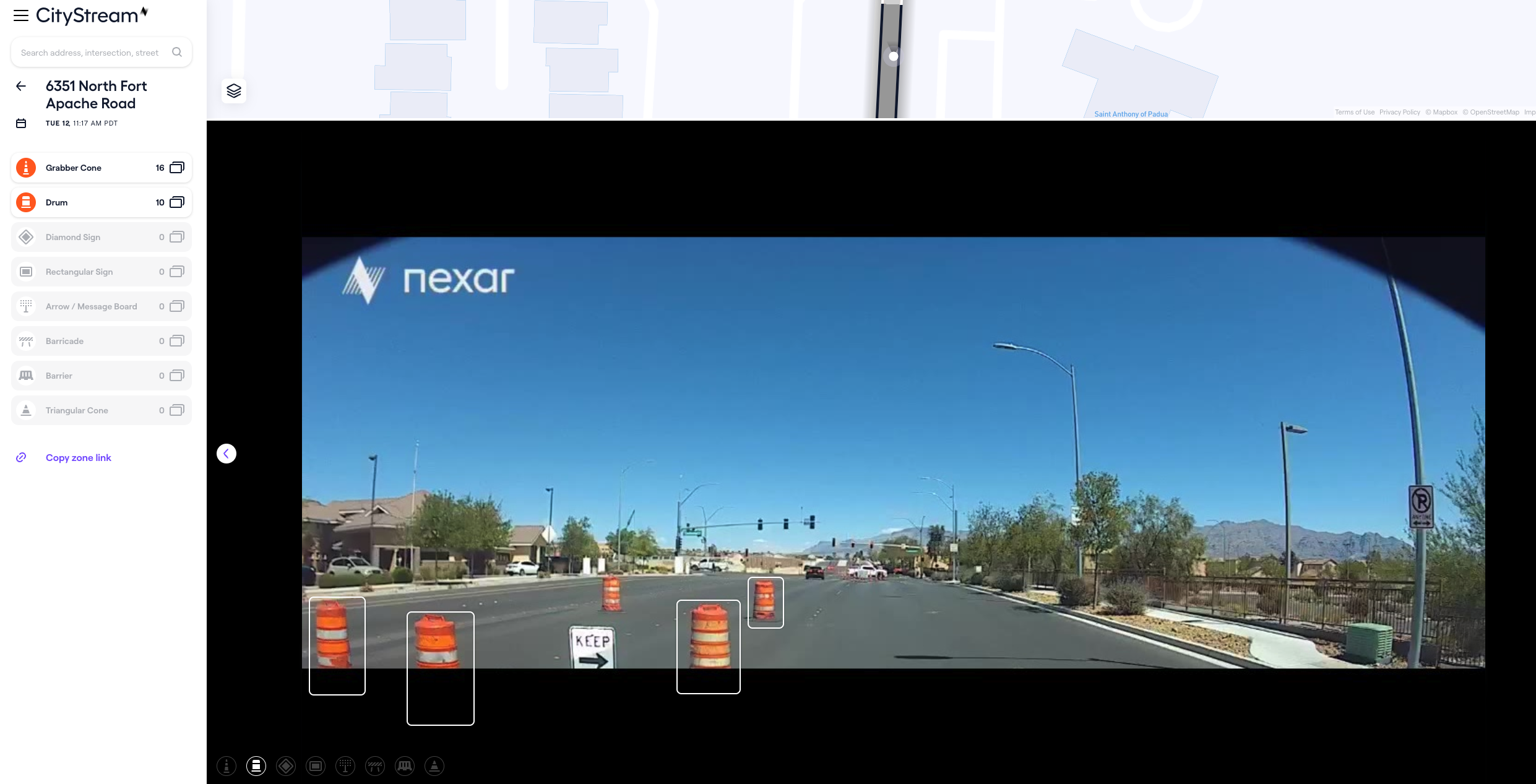 UI of the citystream platform