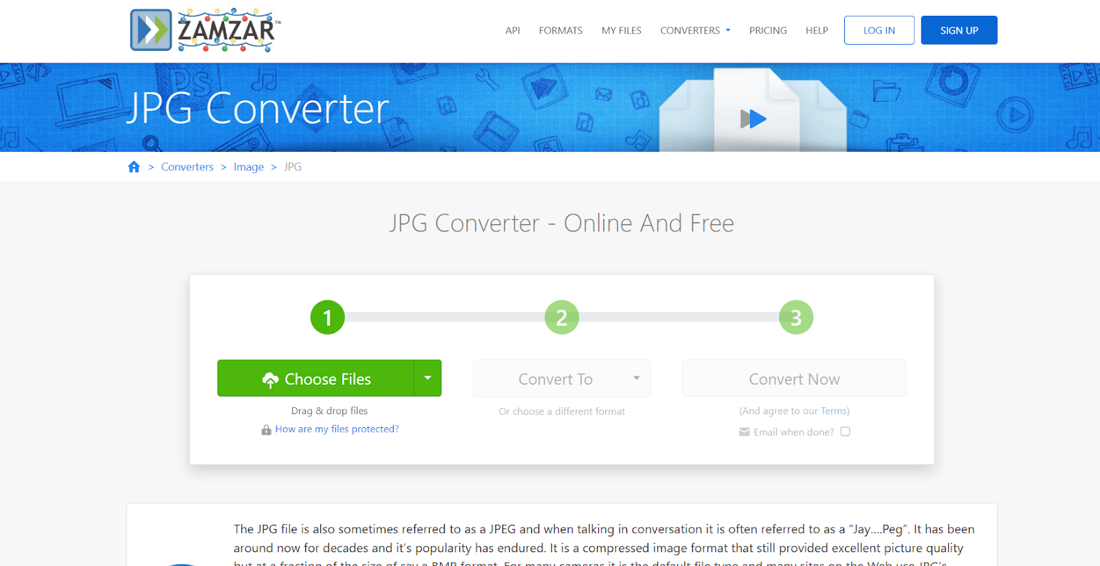 User Interface of Zamzar