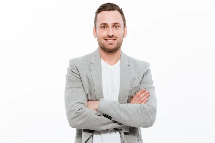 a man smiling 