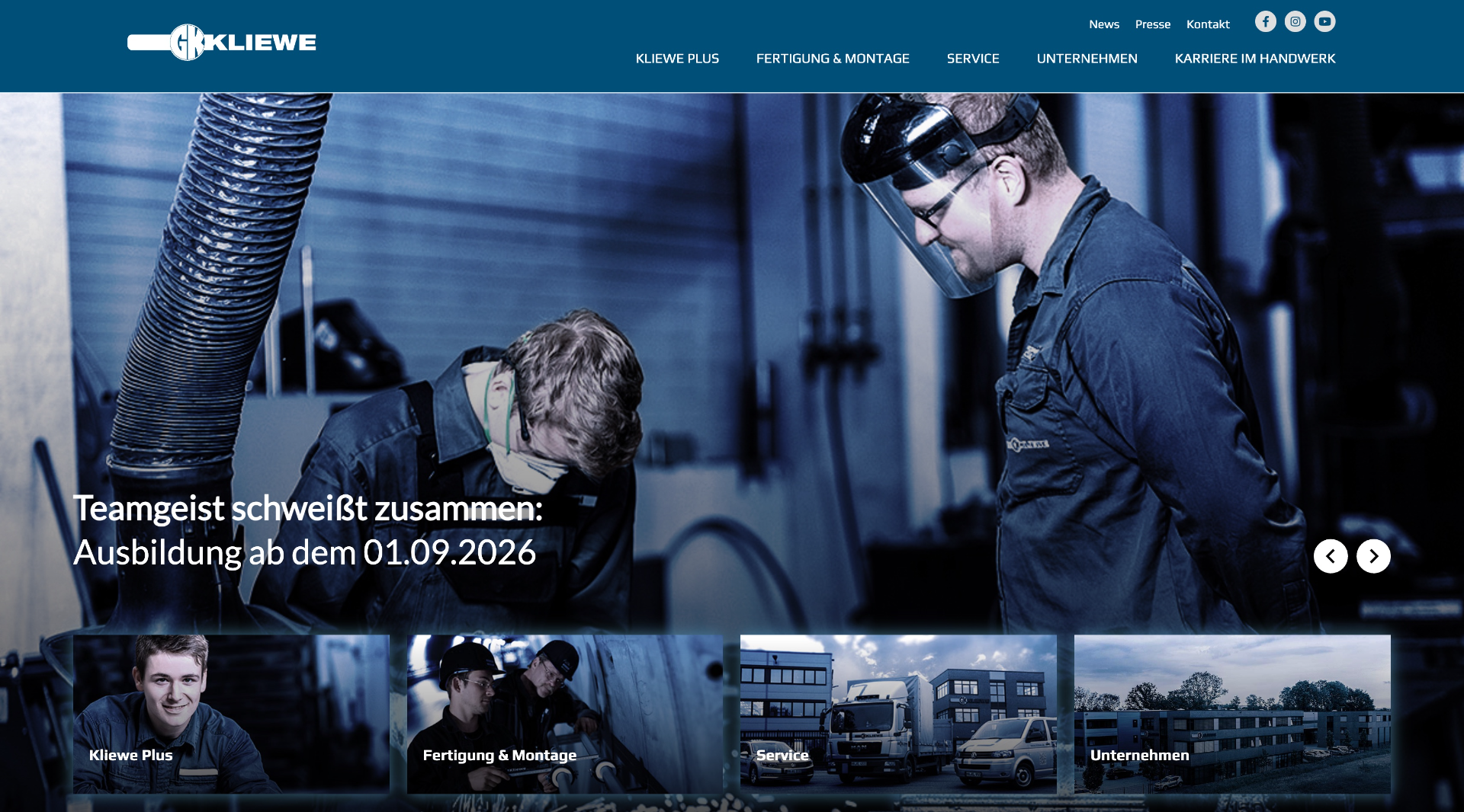 Kliewe Website vor dem Relaunch