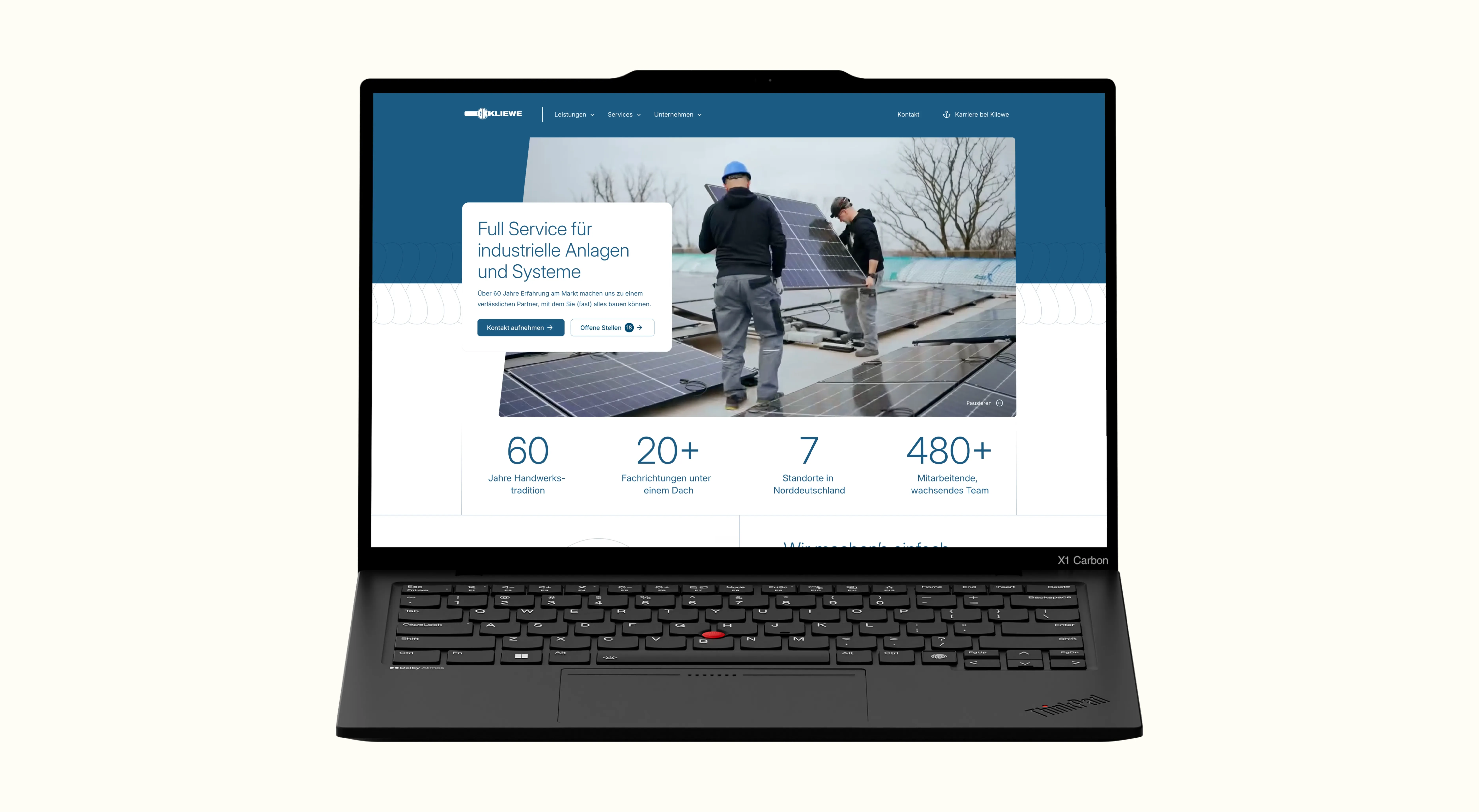 Kliewe Website im Laptop-Mockup