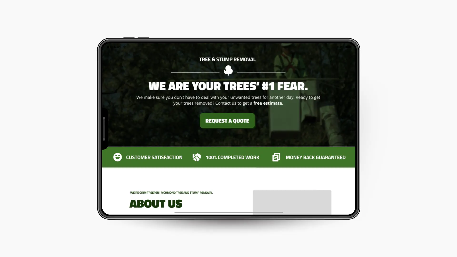 website for tree and stump removal company