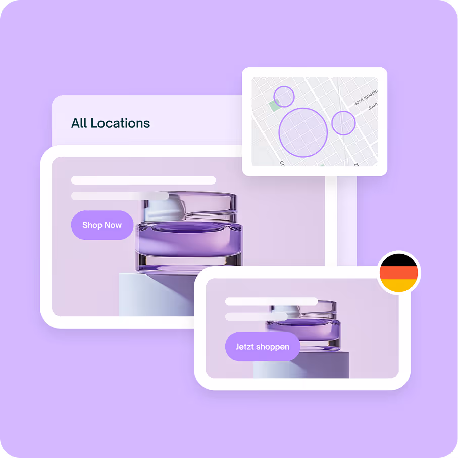 Editing screen with customization icons and an ad example featuring a ballerina.