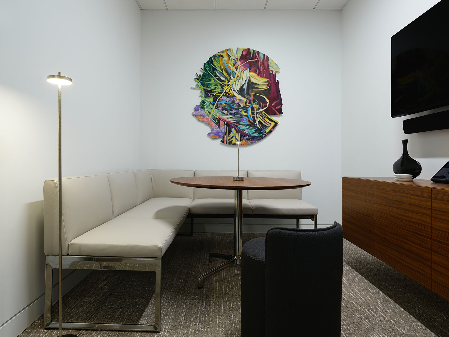 artwork above seating area