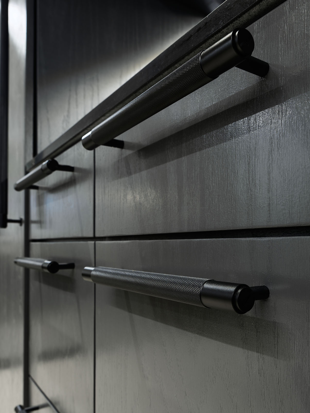 knurled black drawer hardware
