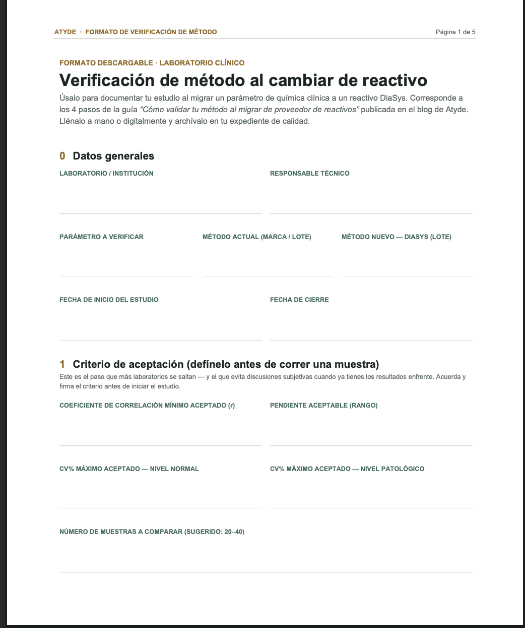 Formato de verificación de método DiaSys