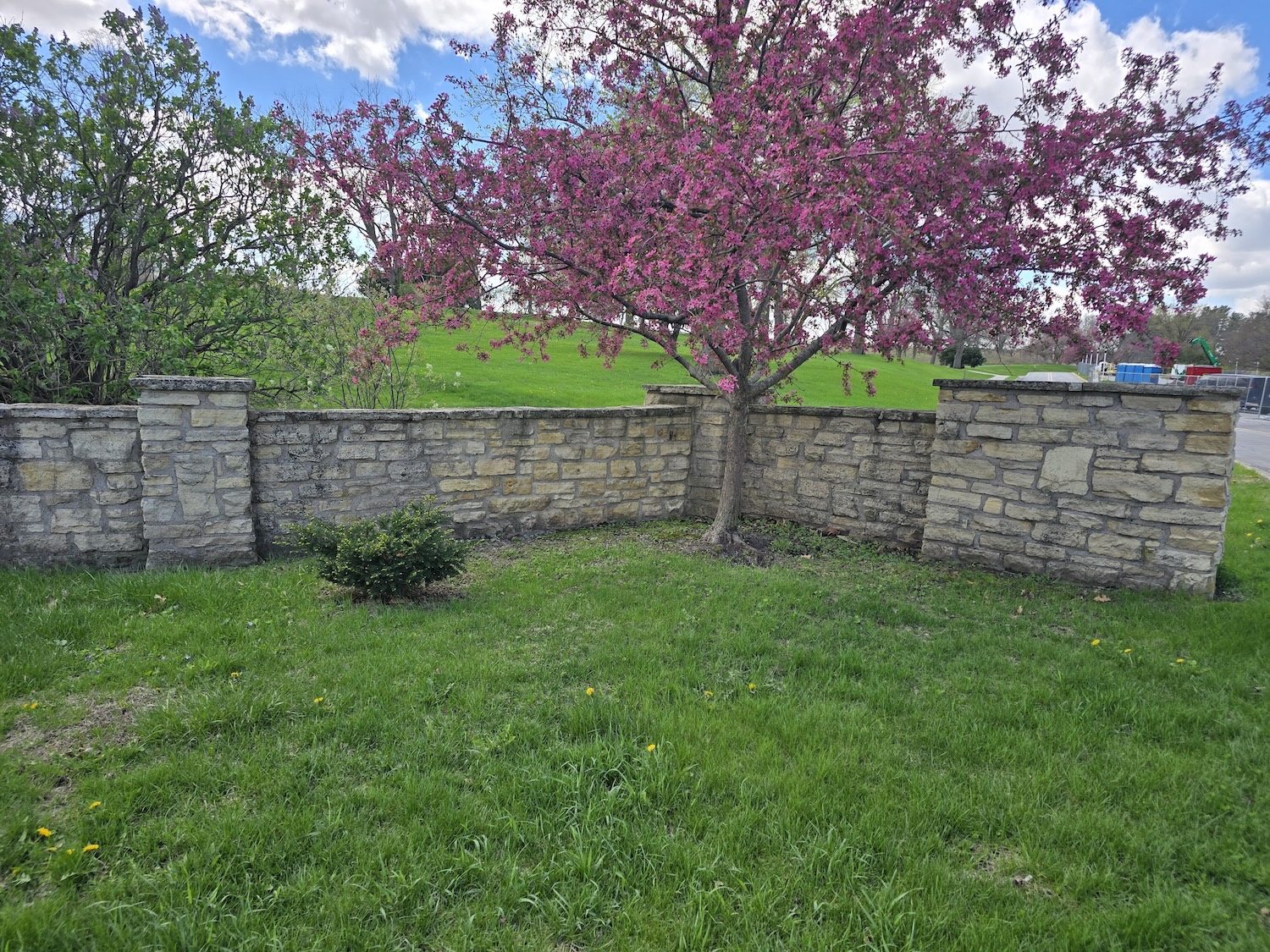 Final inspection photo of stone restoration work at Herbert Hoover National Historic Site