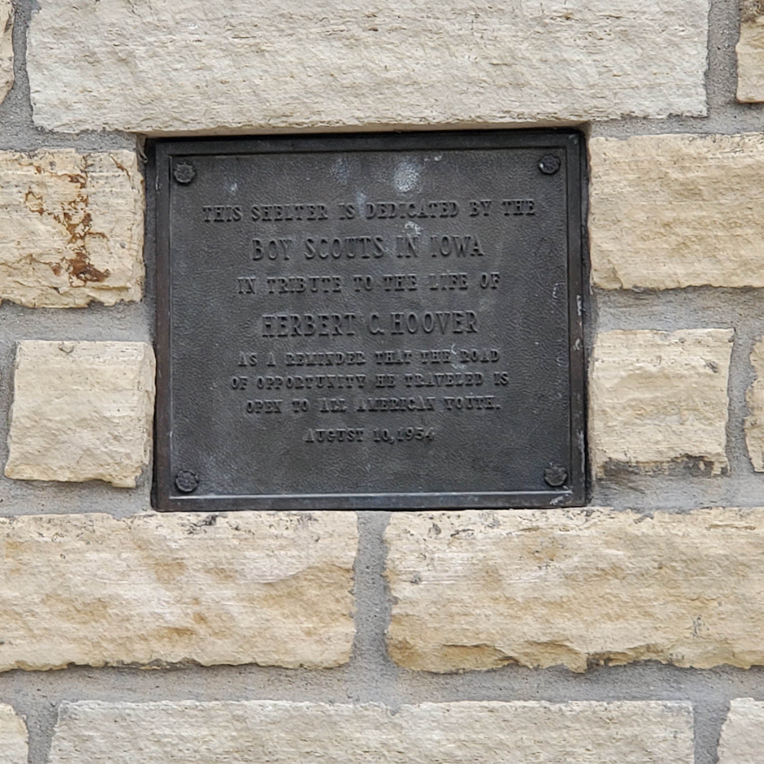 Deteriorated historic stone wall at Herbert Hoover National Historic Site before restoration