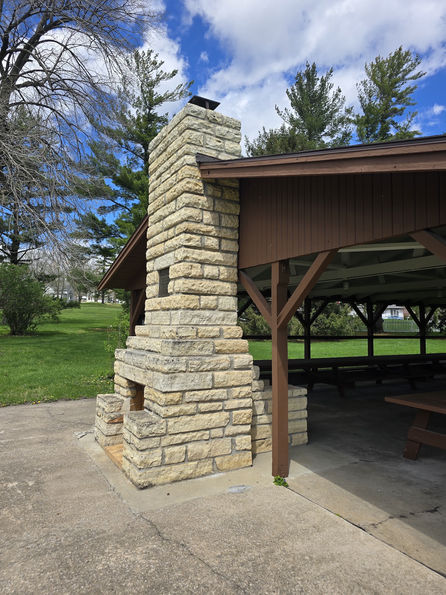 Rebuilt fieldstone park entrance sign base at Herbert Hoover NHS after restoration