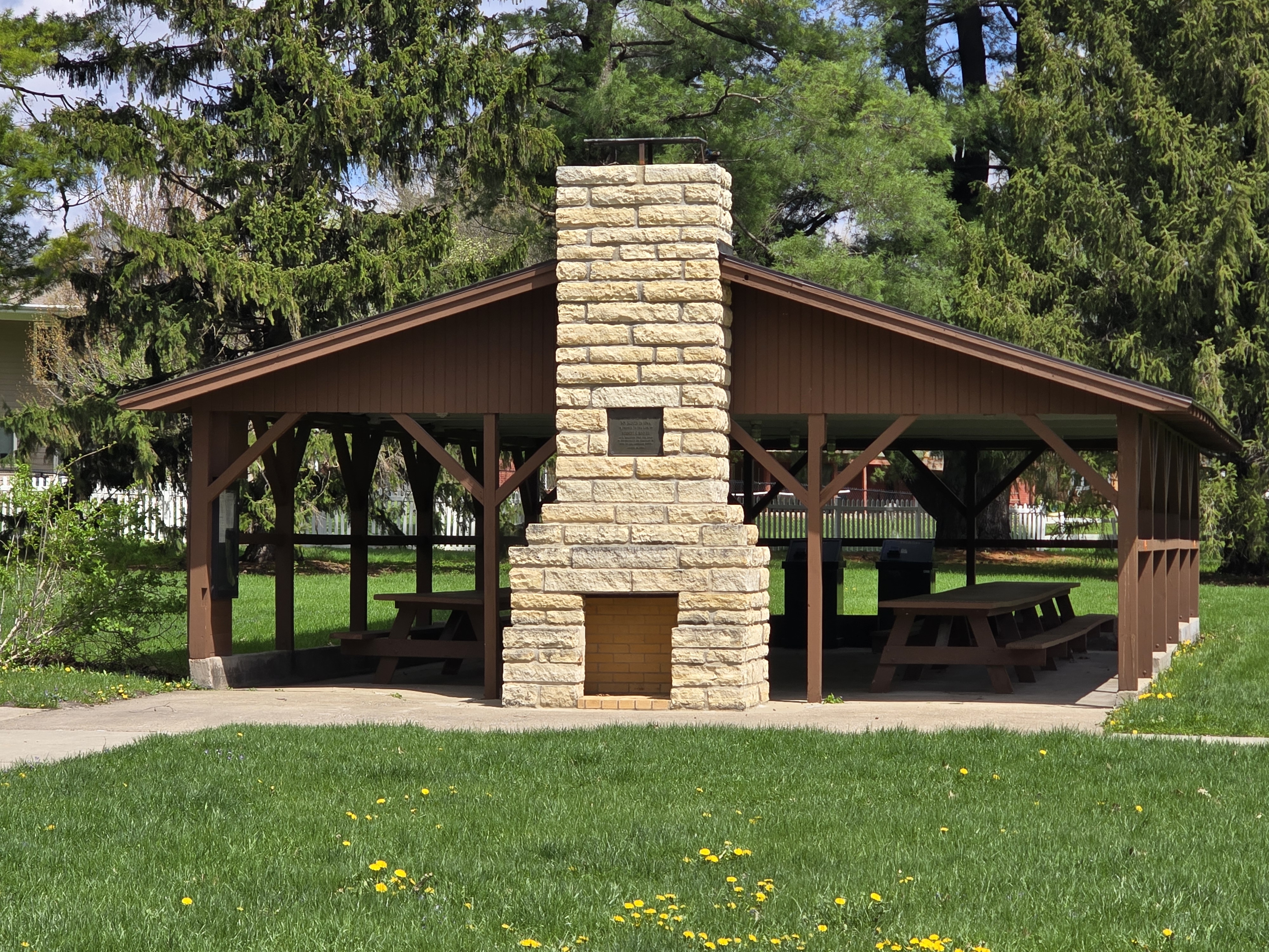 Completed stone entry wall restoration at Herbert Hoover National Historic Site, West Branch, Iowa