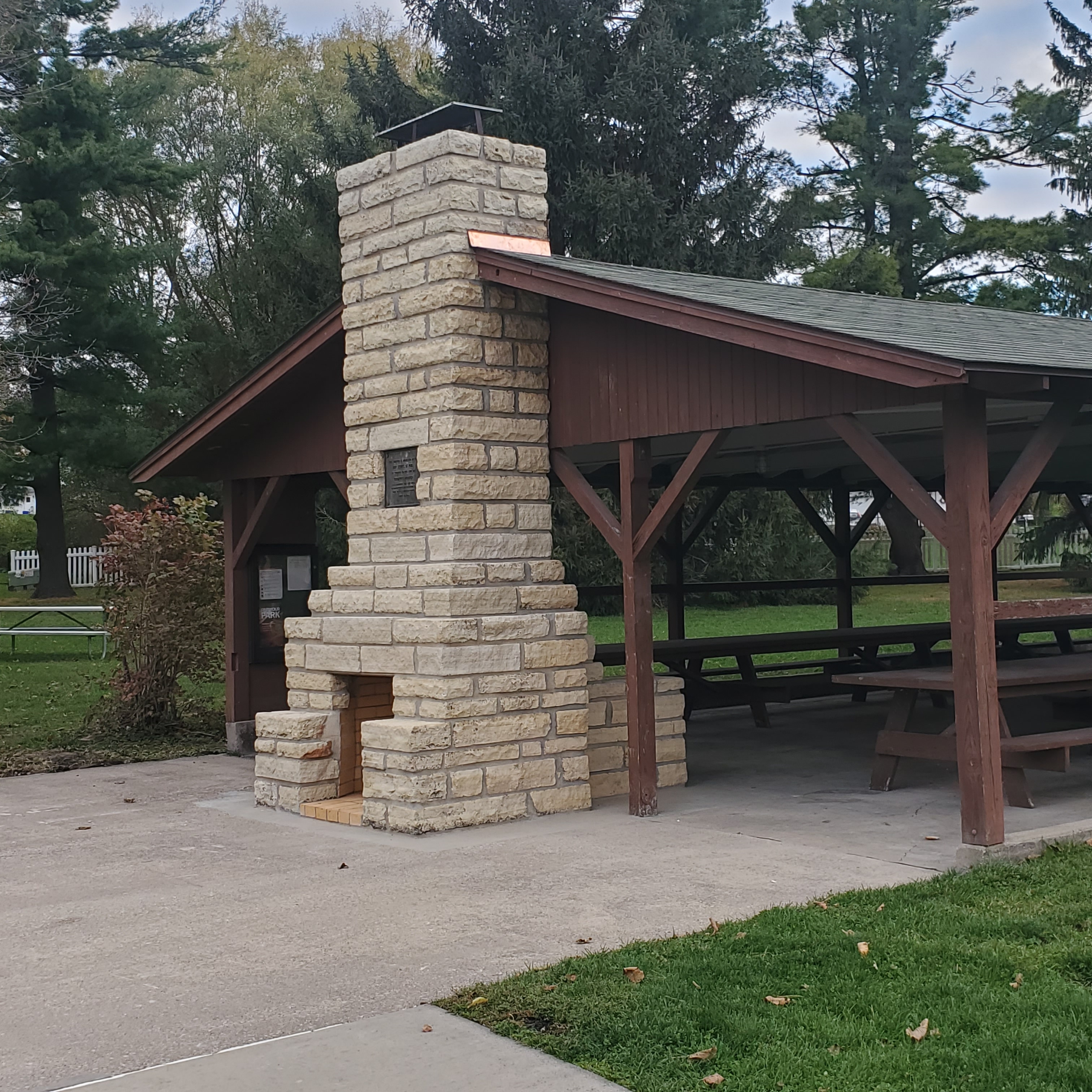 Historic stone wall damage from fallen tree at Herbert Hoover National Historic Site