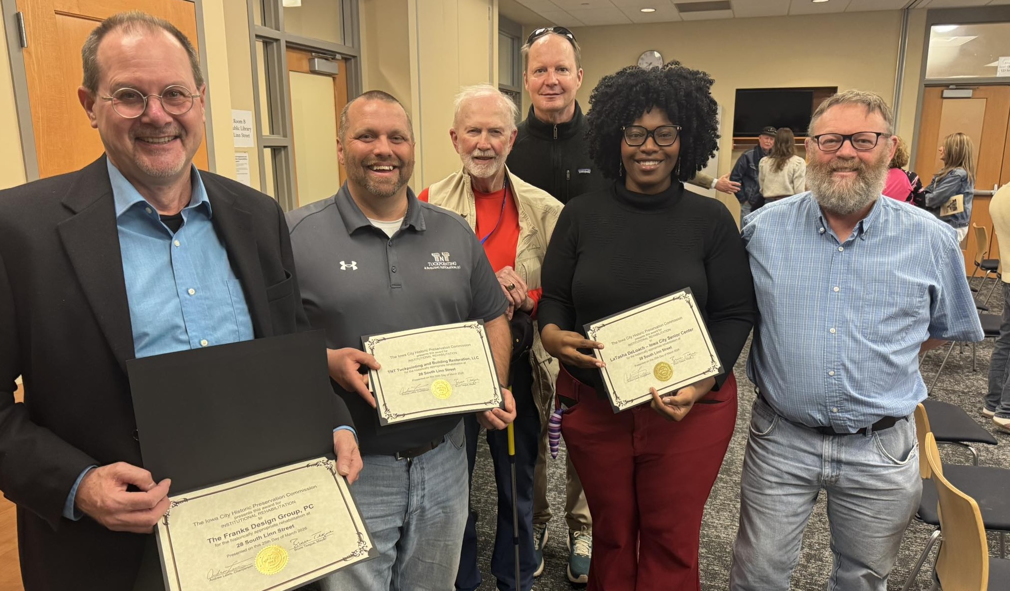 Iowa City Senior Center project team photo featured in April 2026 Brick and Banter newsletter