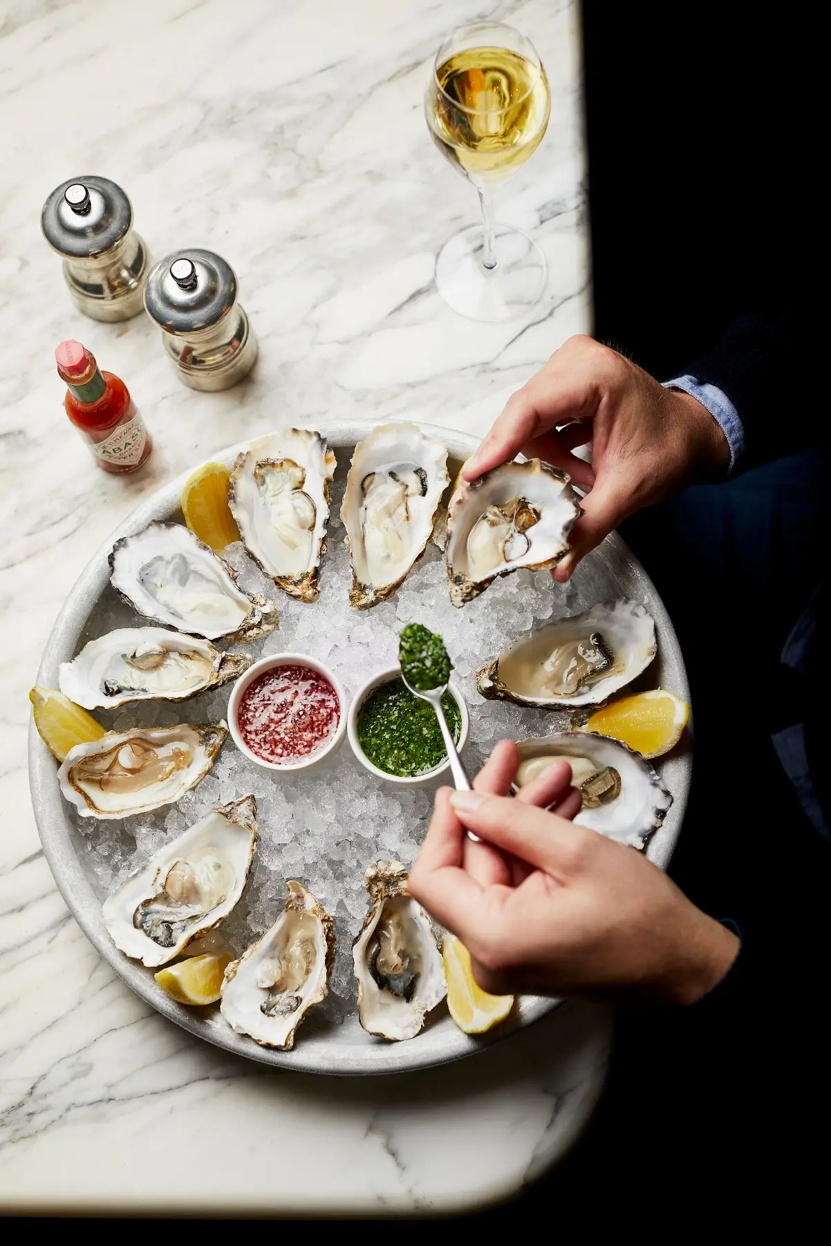 Jersey Rock and Carlingford oysters served side by side