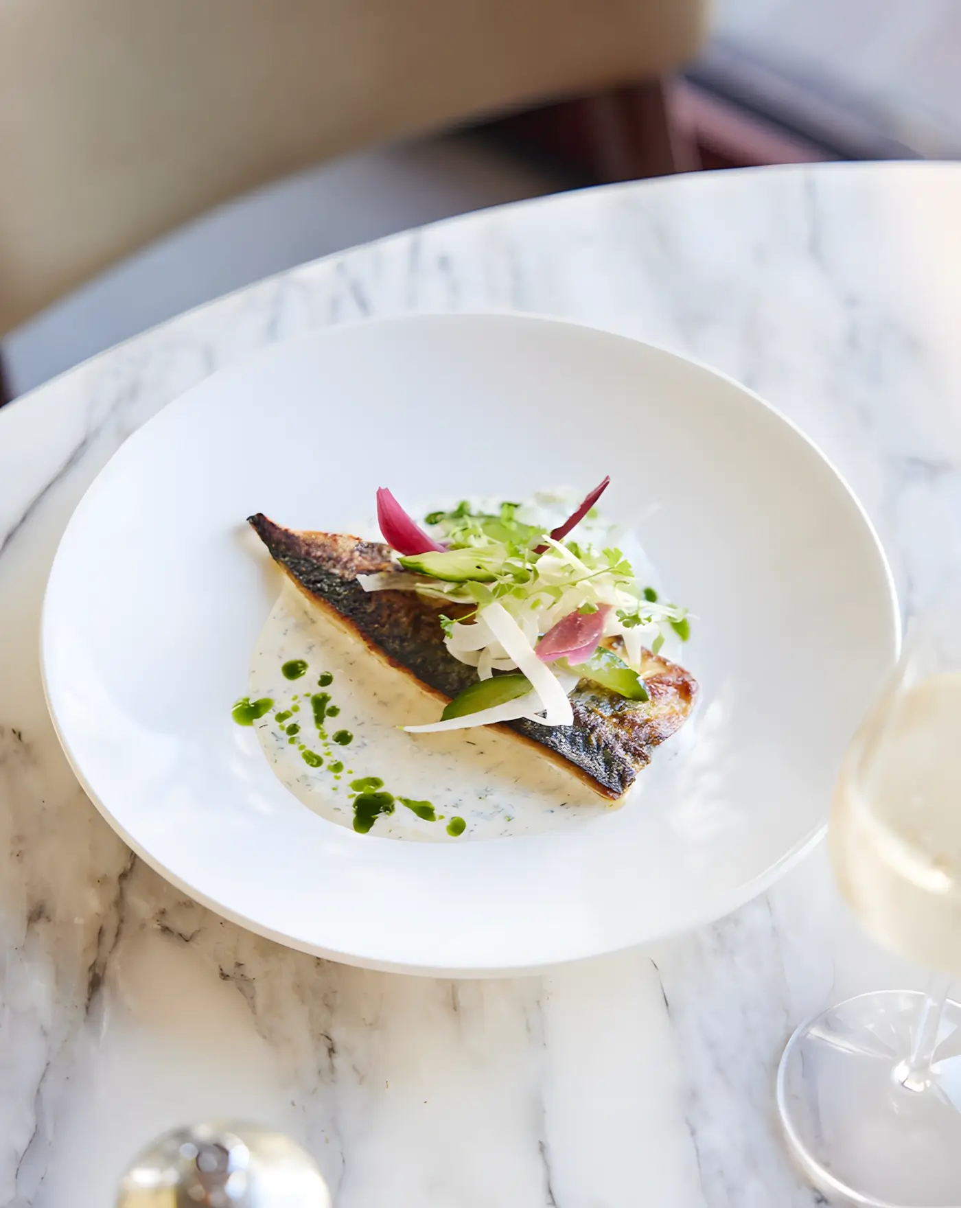 Fish dish from the set menu at Sam's Waterside, Brentford