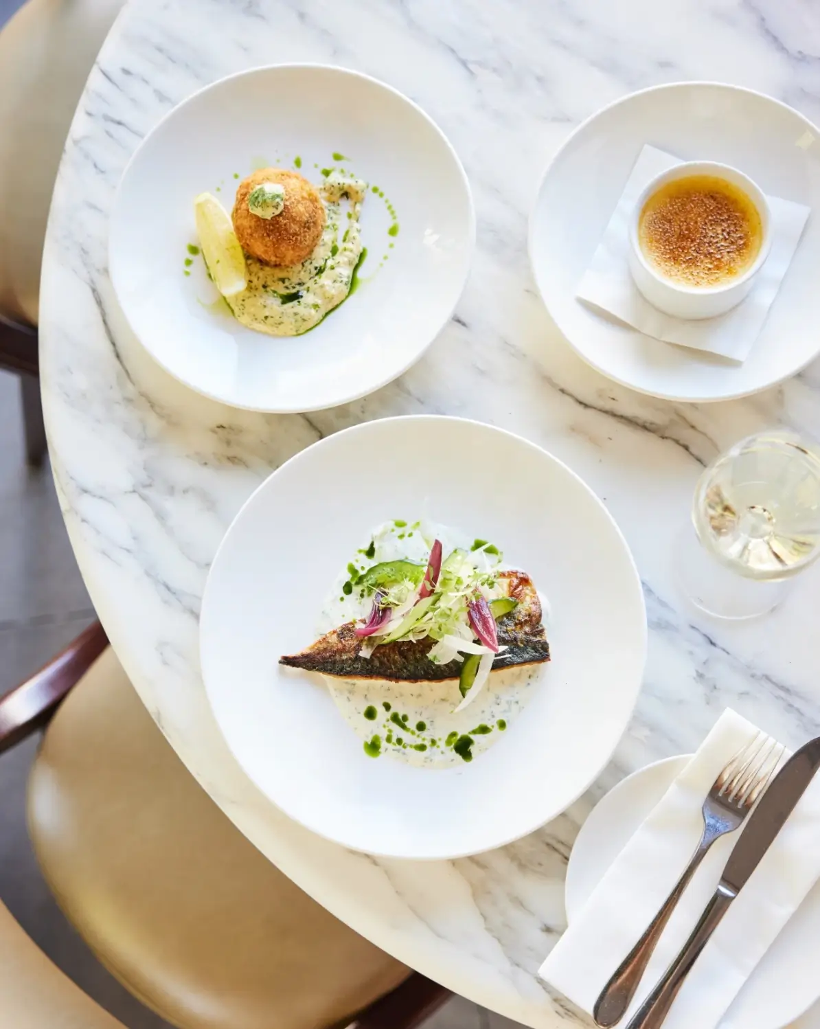Set menu dishes at Sam's Waterside, Brentford
