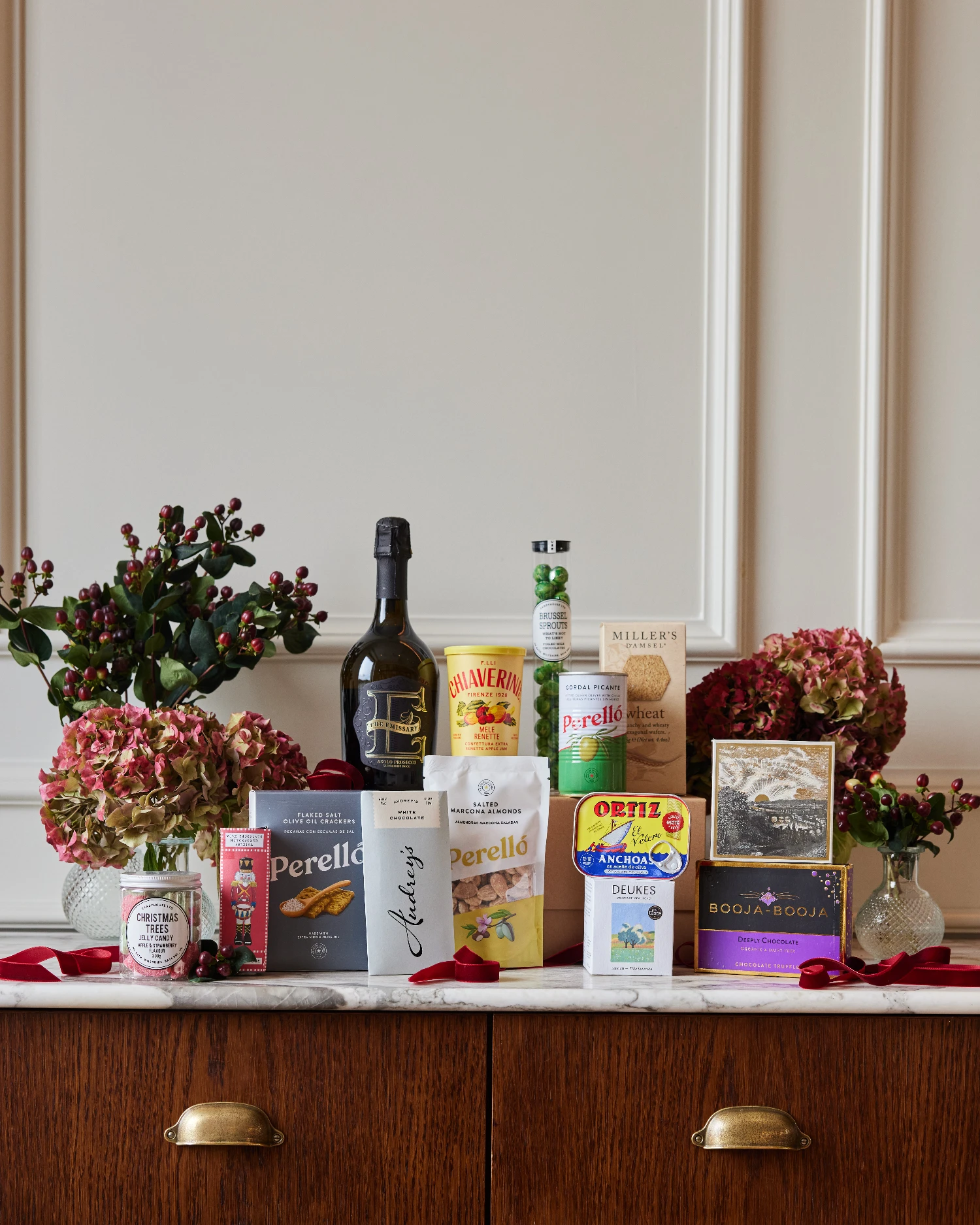 Sam’s Christmas food hamper with prosecco, Perelló olives and Ortiz anchovies, from Sam’s Larder, Hammersmith