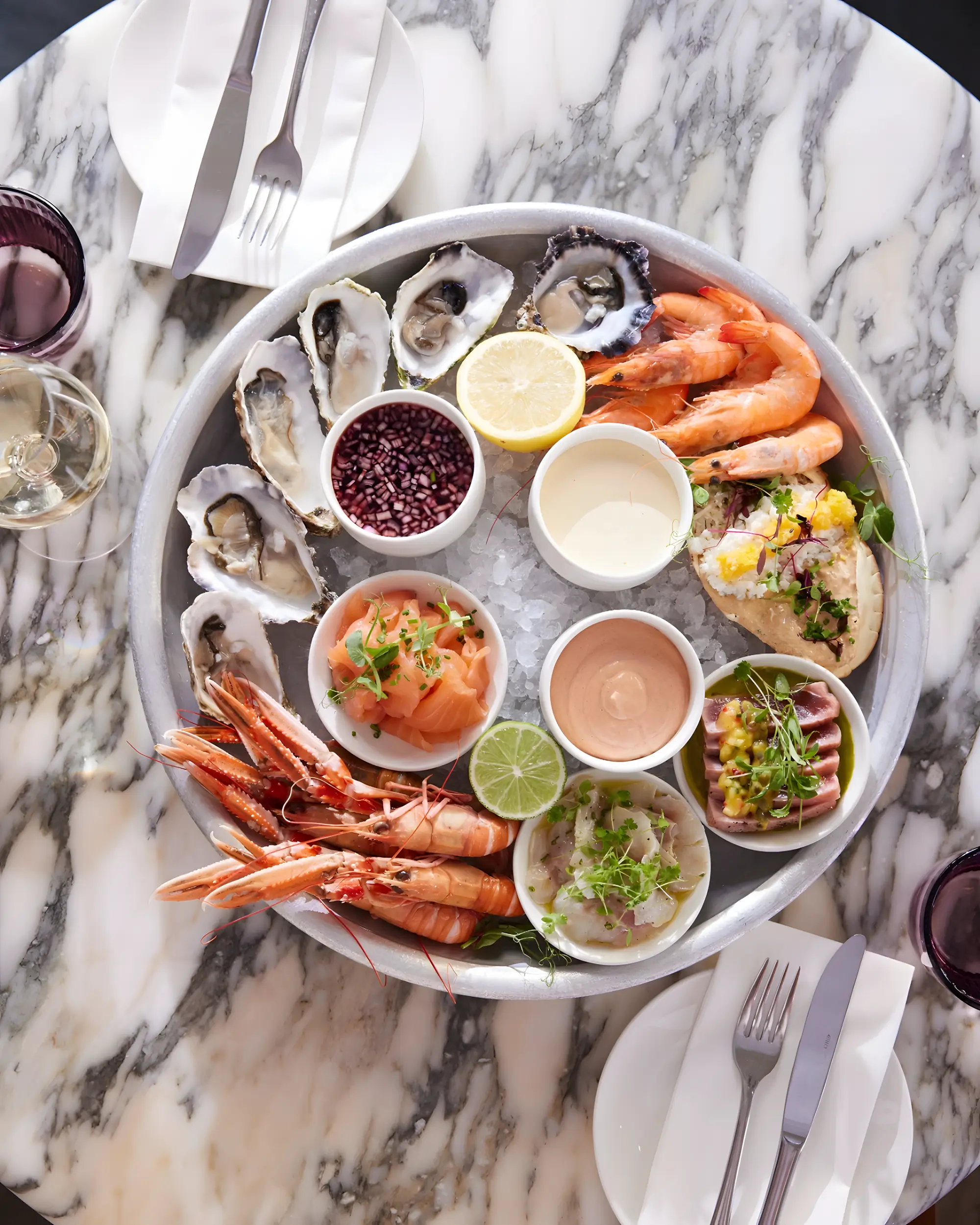 Deluxe fruits de mer seafood platter at Sam’s Riverside in Hammersmith