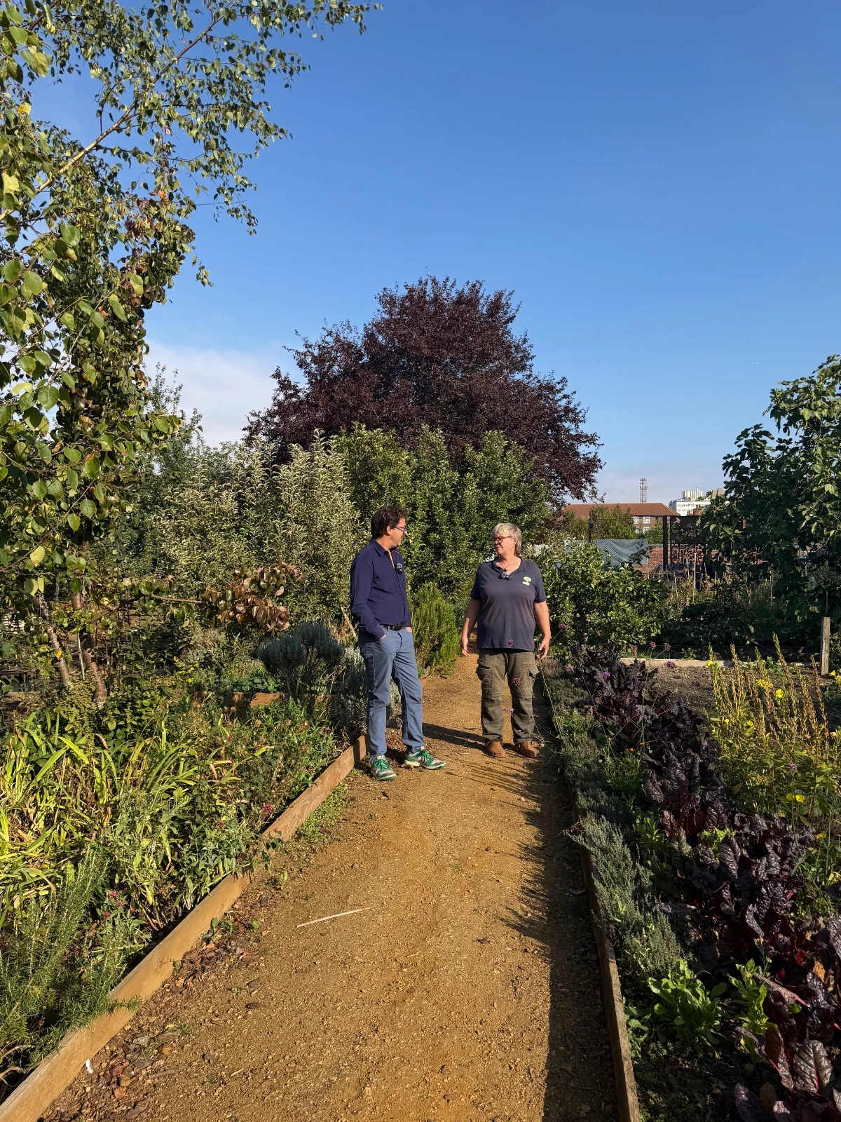 Sam Harrison with Jo Robins at Phoenix Farm, White City