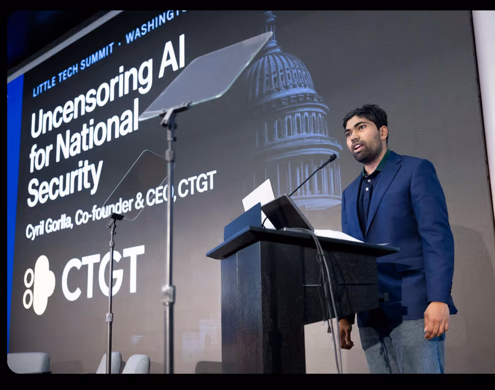 Cyril Gorlla presenting at Little Tech Summit