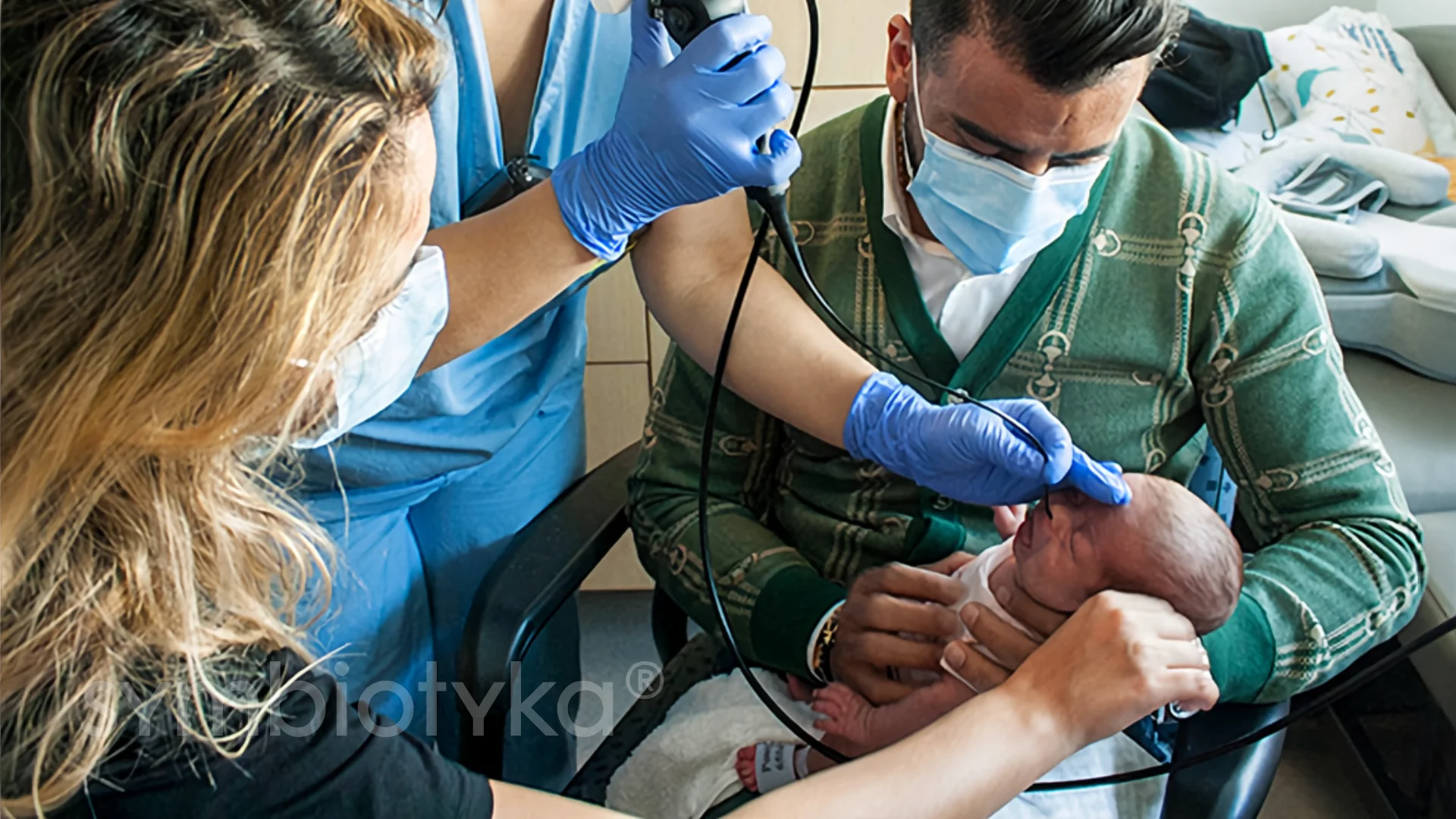 A woman getting her blood checked by a doctor.