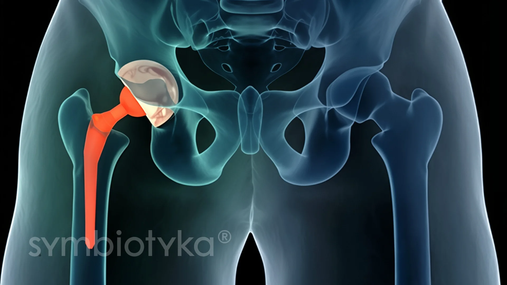 A medical illustration of the hip joint.
