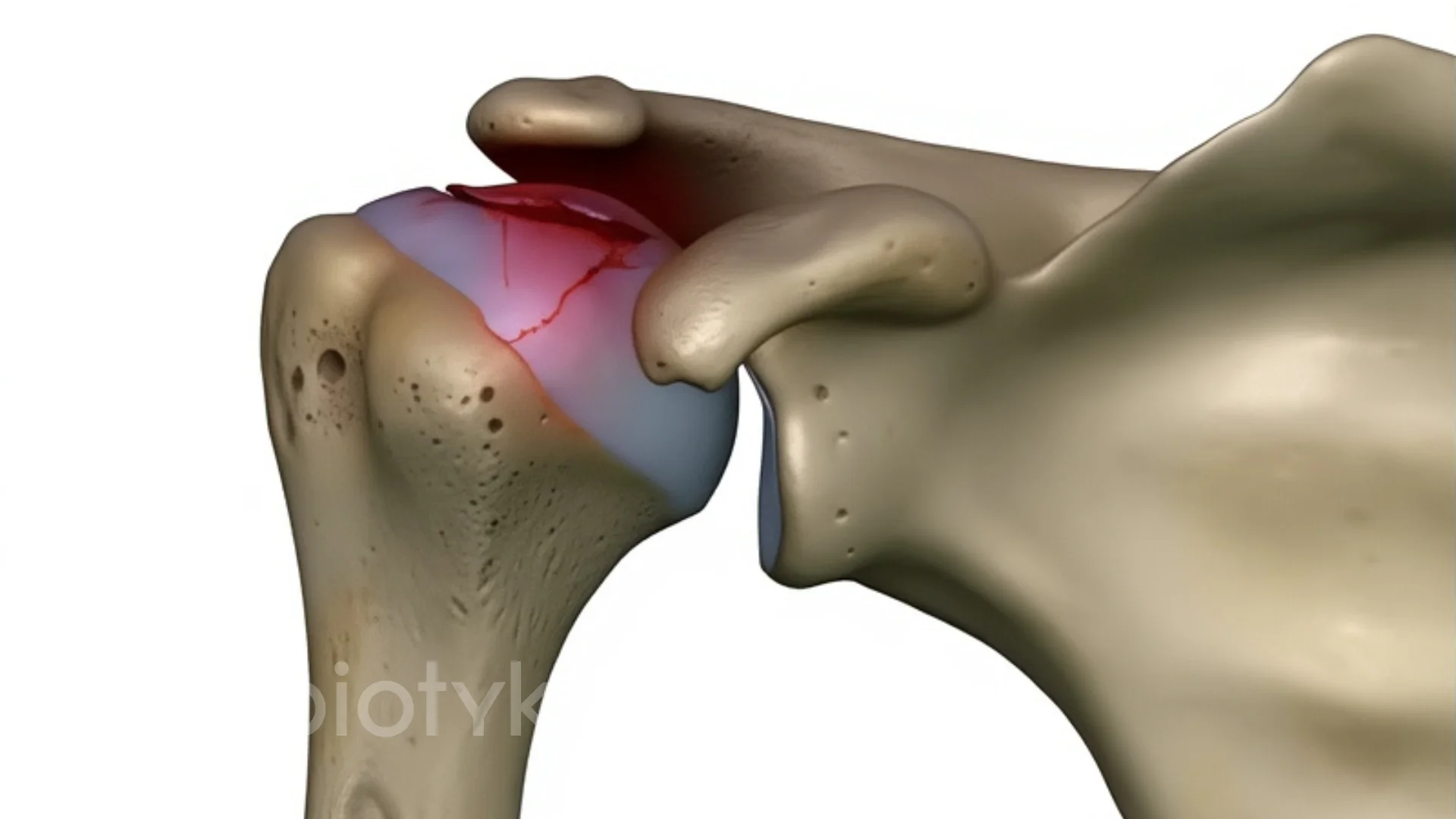 A close up of a human knee with a red spot in it.
