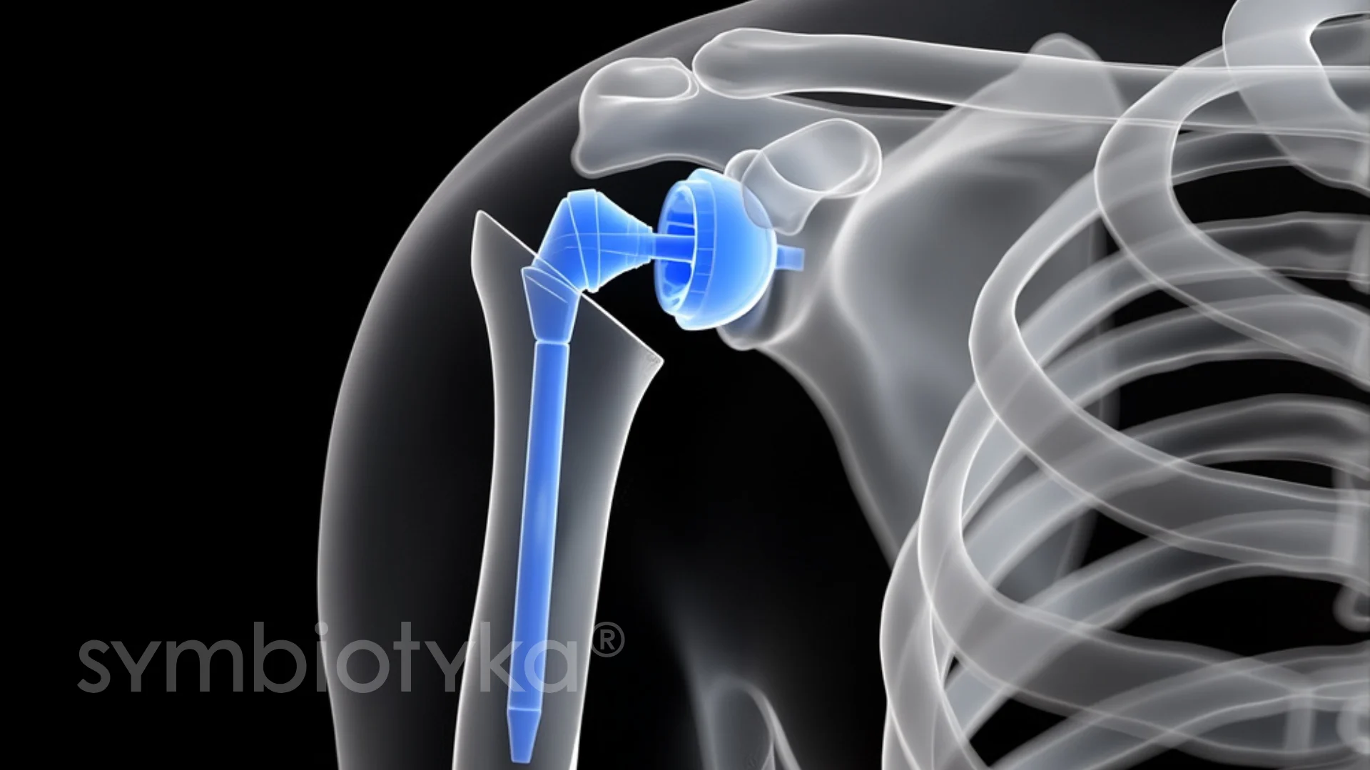 An x - ray image of the shoulder and shoulder bones.