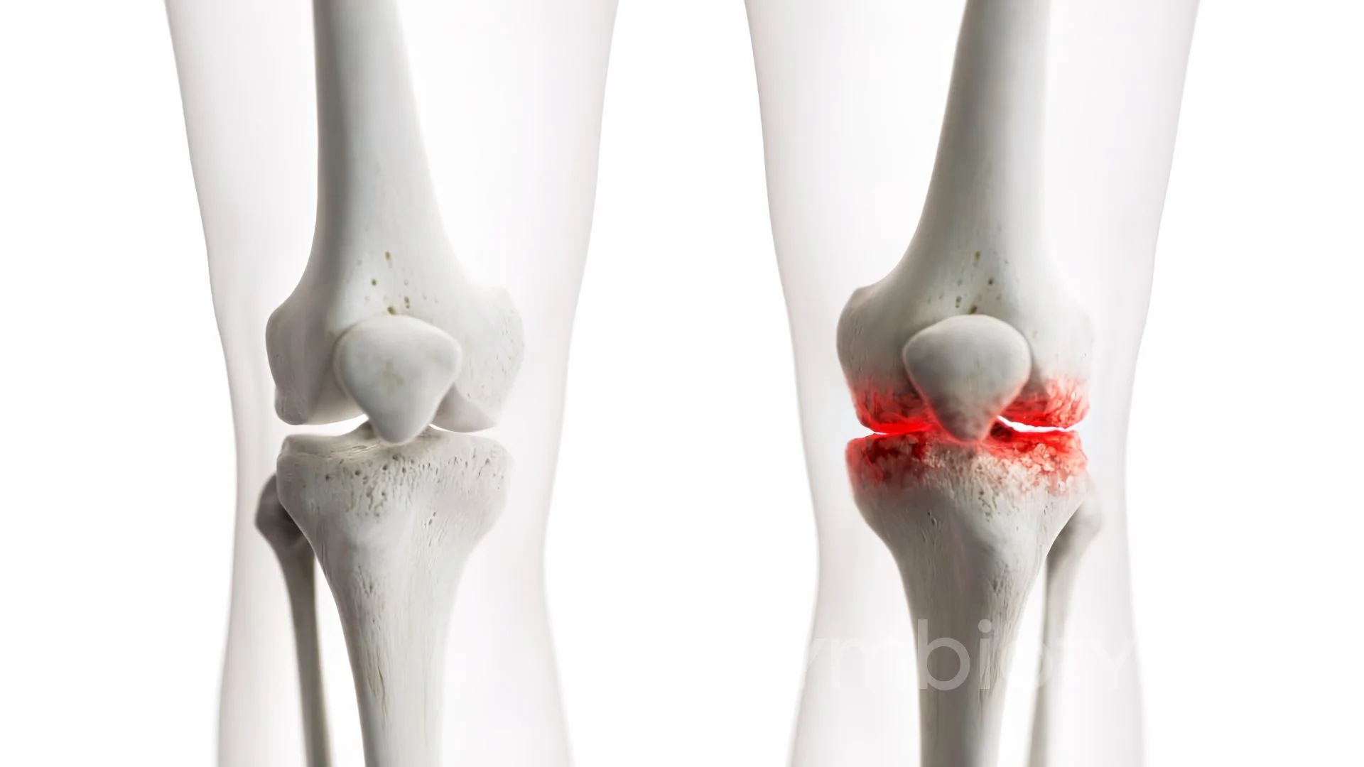 A picture of a knee with a red spot on it.