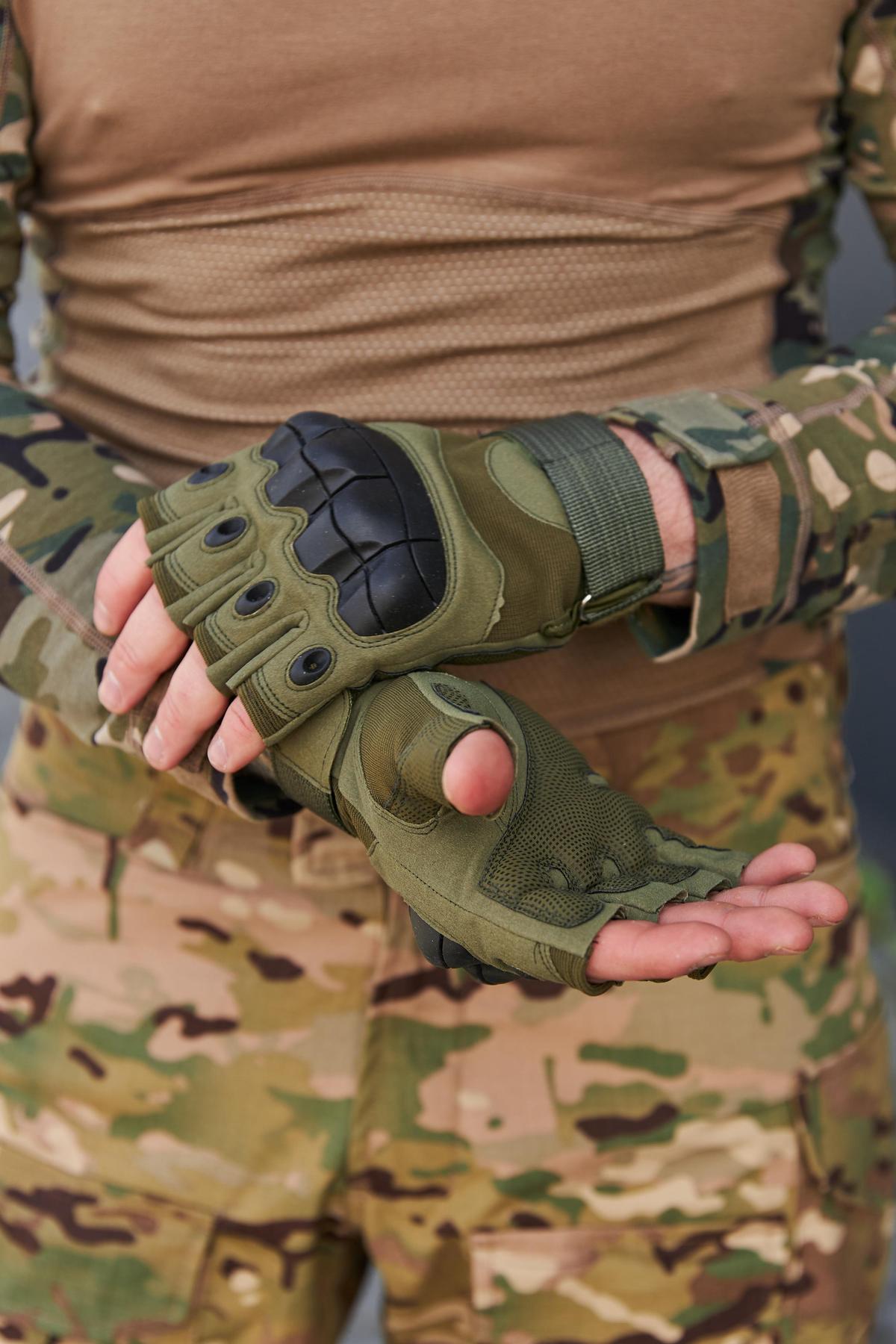 Рукавиці безпалі Oakley Tactical Pro з кісточками, олива