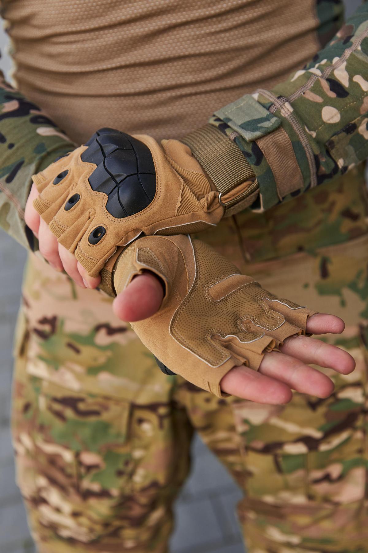 Рукавиці безпалі Oakley Tactical Pro з кісточками, койот