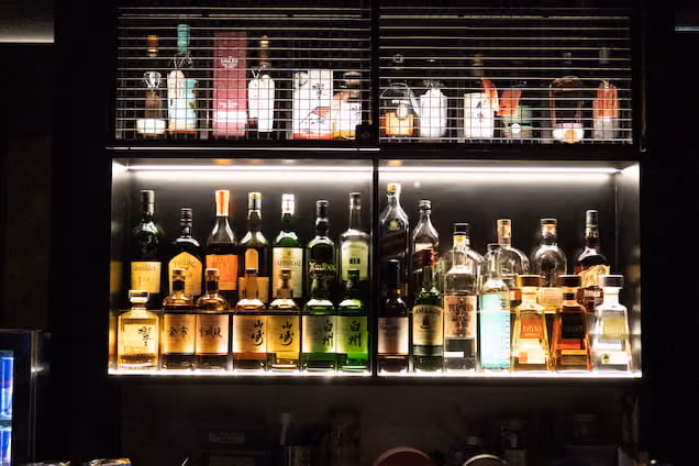 Fully stocked bar with white LEDs