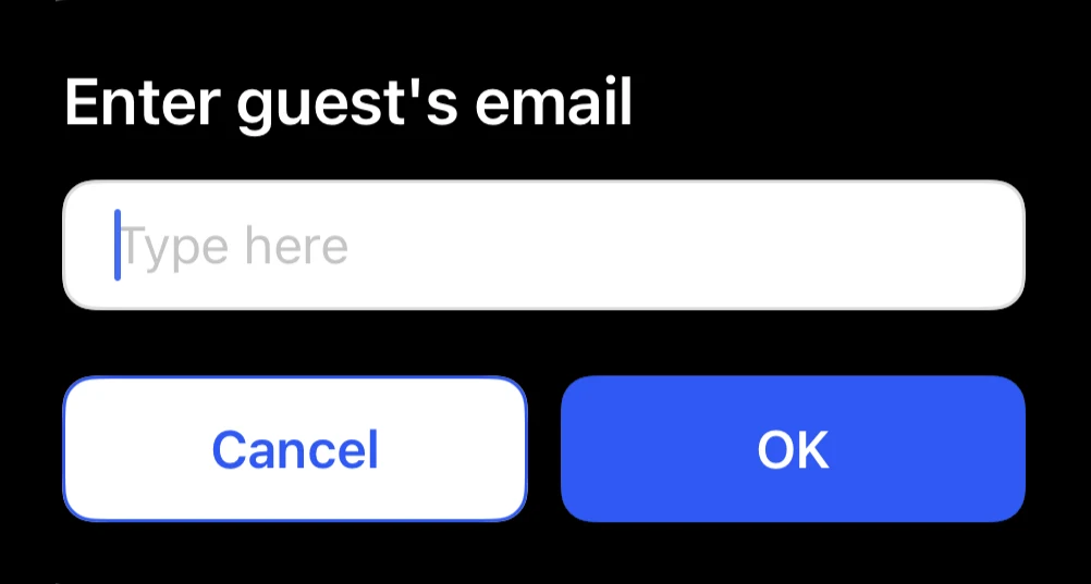 Sentinel app dialog to invite a guest by email