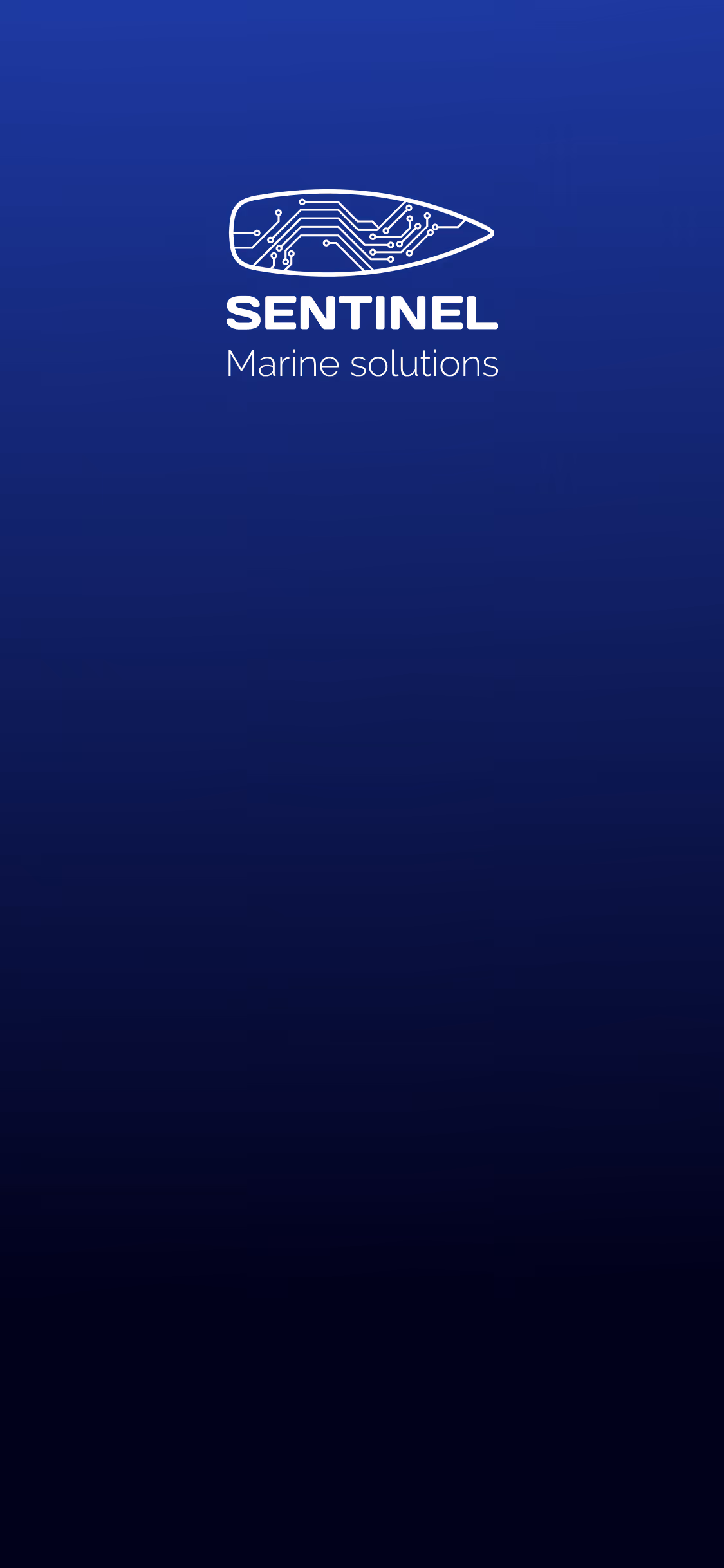 Sentinel Marine Solutions logo on a navy app screen