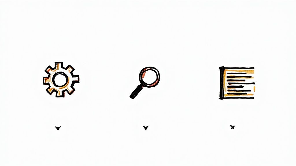 A magnifying glass hovering over lines of code, symbolizing the act of spotting vulnerabilities.