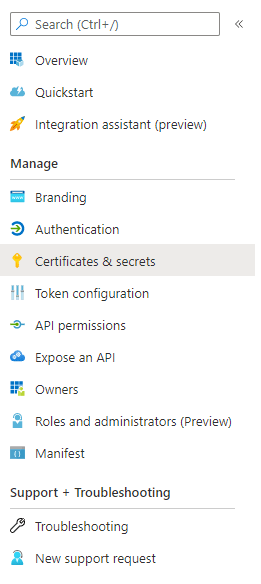 Certificates & Secrets