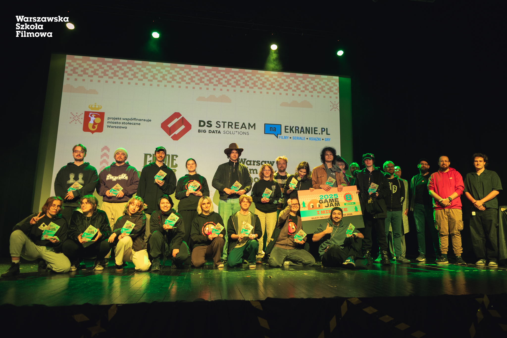 Participants collaborating at Warsaw Game Jam 2025 event