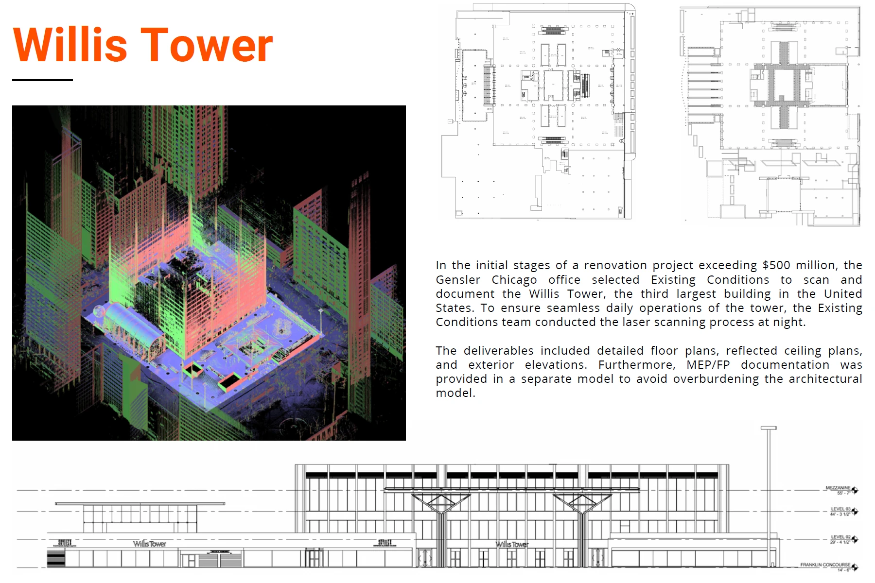 3D aser scanning Willis Tower