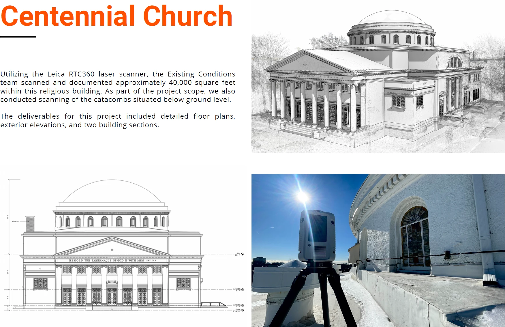 3D laser scanning Centennial Church