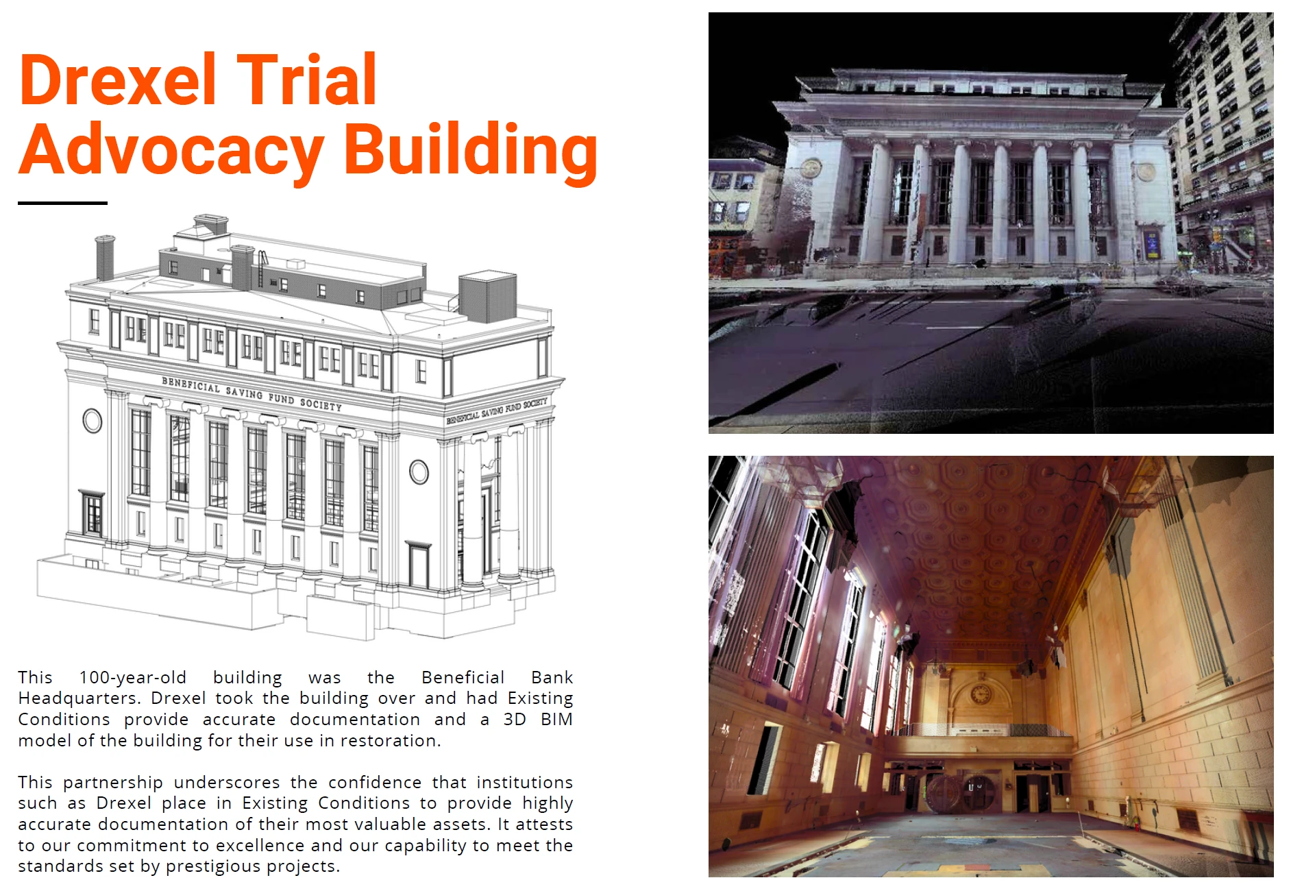 3D laser scanning Drexel Trial Advocacy Building